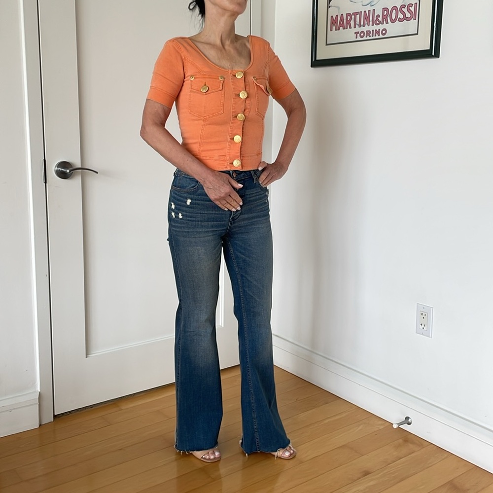 Moschino Vintage Jeans Orange Button Down Shirt - Picture 3 of 13